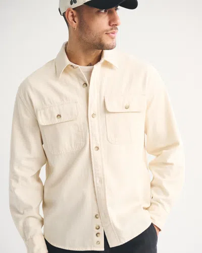 Abercrombie & Fitch Denim Button-up Shirt In Neutral