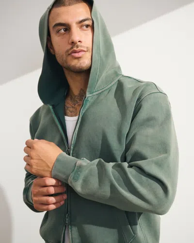 Abercrombie & Fitch Ypb Neoknit Max Full-zip Hoodie In Green