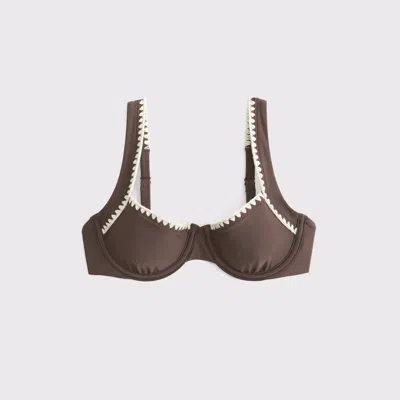 Abercrombie & Fitch Wide Strap Underwire Bikini Top In Brown