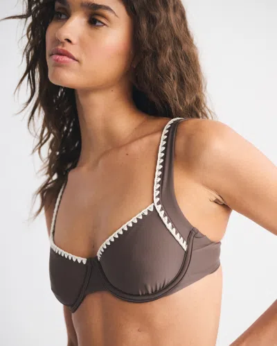 Abercrombie & Fitch Wide Strap Underwire Bikini Top In Brown