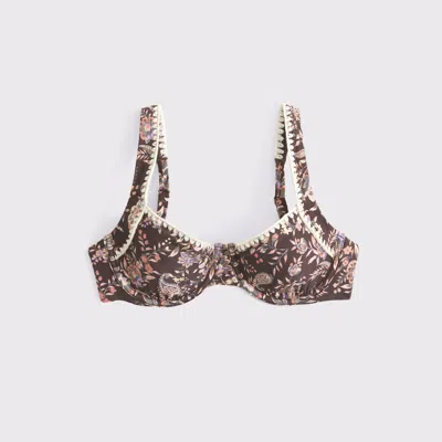 Abercrombie & Fitch Wide Strap Underwire Bikini Top In Brown