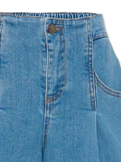 Fendi Button-front Denim Shorts In Blue