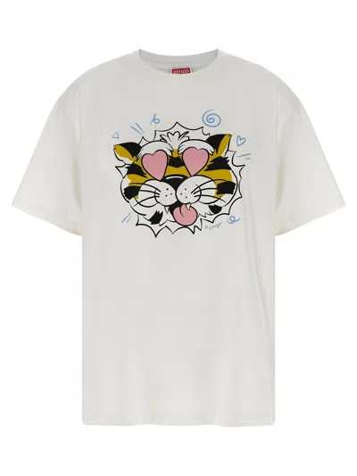 Kenzo Tiger Graphic Short Sleeve Crew Neck T Shirt In White
