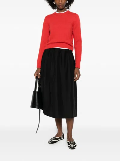 Totême Wool A Line Midi Skirt Side Pockets In Black