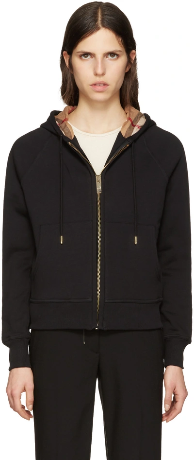 Burberry Cotton-blend Jersey Hooded Top In Black