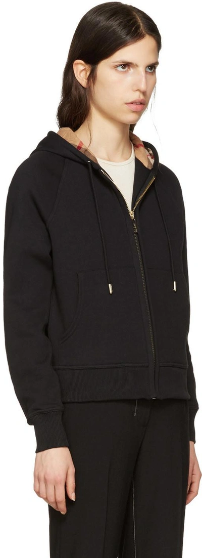 Shop Burberry Black Check Hoodie