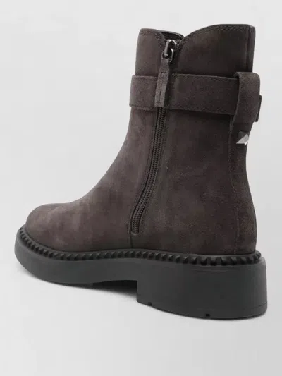 Ash Ankle Boots Block Heel Round Toe In Brown