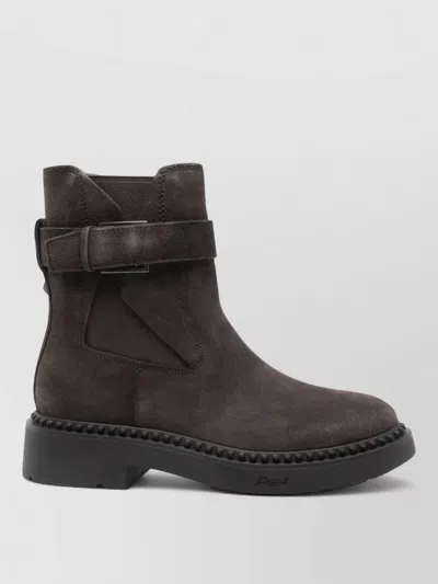 Ash Ankle Boots Block Heel Round Toe In Brown