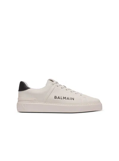 Balmain Calfskin Logo Motif Lace-up Sneakers With Black Heel Counter In Multi