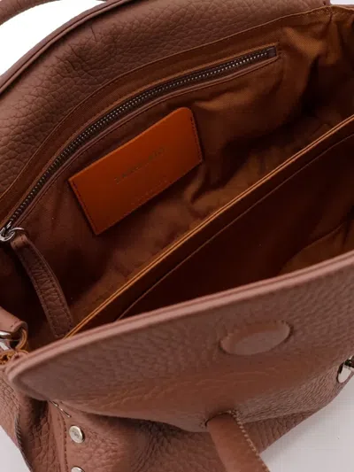 Zanellato Shoulder Bag Top Handle Detachable Strap In Brown