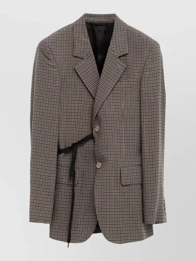 Balenciaga Tailored Wrap Jacket With Checkered Design For Women In Green