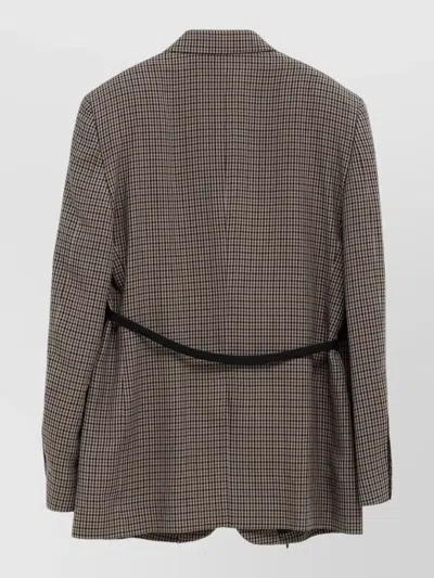 Balenciaga Tailored Wrap Jacket With Checkered Design For Women In Green
