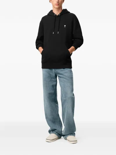 Ami Alexandre Mattiussi Ami Paris Heartfelt Pullover Hoodie For Men In Black