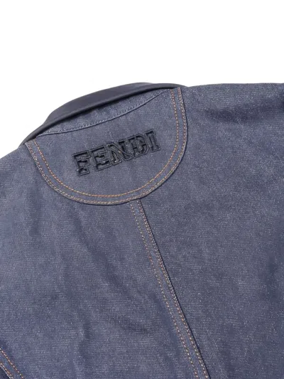 Pre-owned Fendi 2010's Logo Denim Jacket In Blue