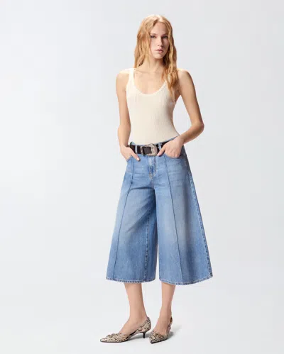 Pinko Bermuda Ample En Denim Doux In Blue