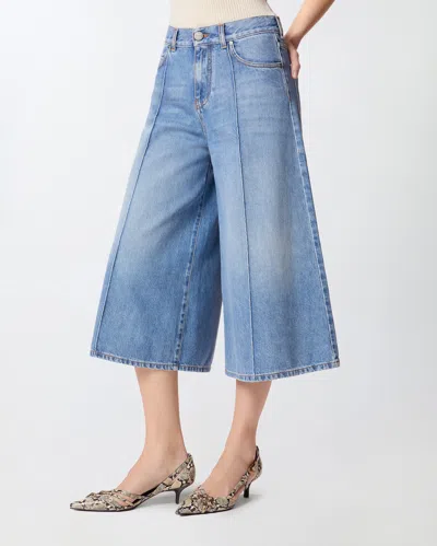 Pinko Bermuda Ample En Denim Doux In Blue
