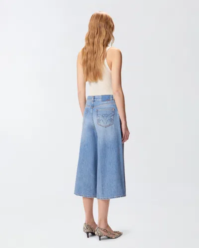 Pinko Bermuda Ample En Denim Doux In Blue