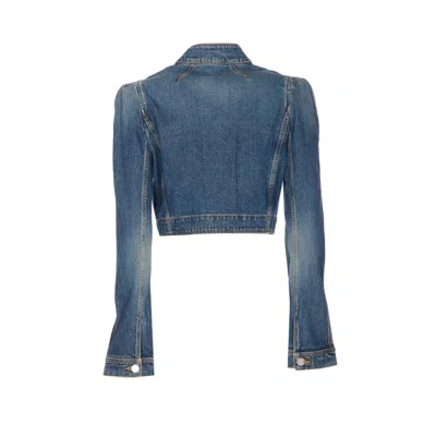 Alaïa Alaia Blue Washed Denim High-neck Jacket Women In Blue