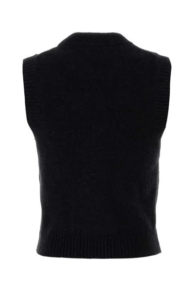 Ganni Slate Wool Blend Vest In Black