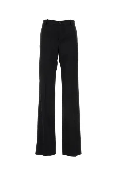 Balenciaga Wide-leg Wool Trousers With Belt Loops And Pleats In Multi