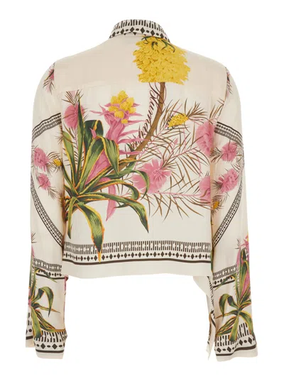Blumarine Women Multicolor Shirt With All-over Floral Print And Pointed Collar In Viscose Woman In Multi