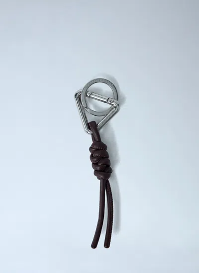 Bottega Veneta Men Triangle Keyring In Silver