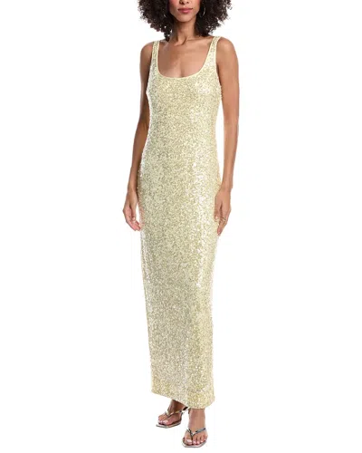 Milly Shimmer Stretch Midi Dress In Yellow