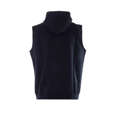 Brunello Cucinelli Men Techno Cotton Vest With Zip And Hood In Blue