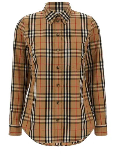 Burberry Women "check" Shirt In Brown