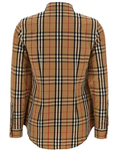 Burberry Women "check" Shirt In Brown