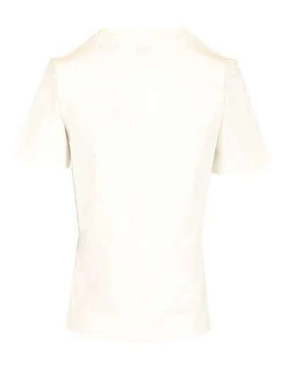 Burberry Ribbed Cotton Jersey T-shirt With Logo Print In Neutral