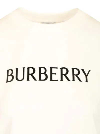 Burberry Ribbed Cotton Jersey T-shirt With Logo Print In Neutral