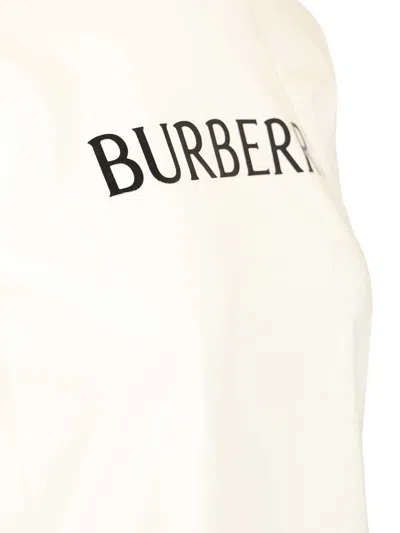 Burberry Ribbed Cotton Jersey T-shirt With Logo Print In Neutral