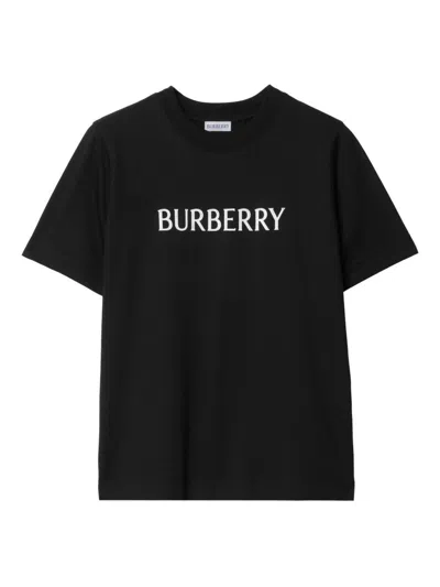 Burberry Women Cotton T-shirt With Logo In Black
