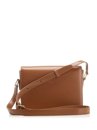 Celine Triomphe Medium Leather Shoulder Bag In Brown