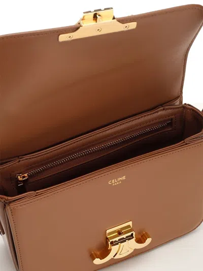 Celine Triomphe Medium Leather Shoulder Bag In Brown