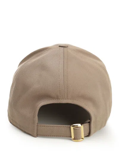 Celine Women Triomphe Baseball Cap Cotton Gabardine In Brown