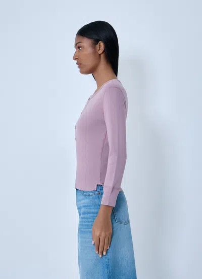 Chloé Fitted Henley Cotton Jersey Shirt Clothing In Pink