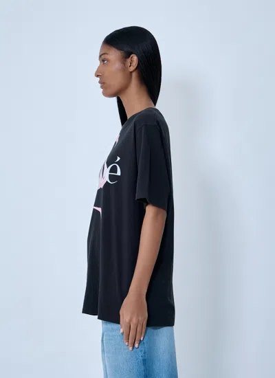 Chloé Women Black Crewneck T-shirt With Maxi Logo Print On The Front In Cotton Woman