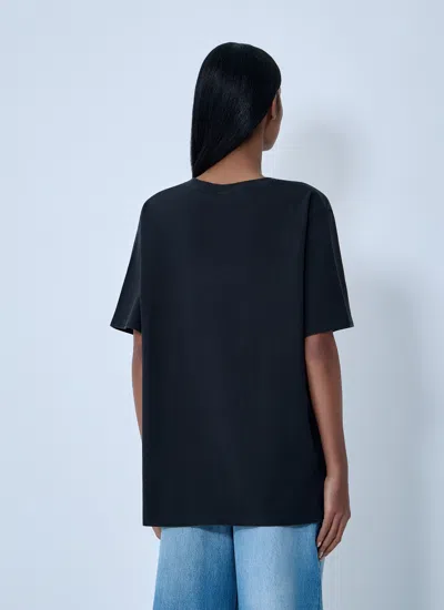 Chloé Women Black Crewneck T-shirt With Maxi Logo Print On The Front In Cotton Woman