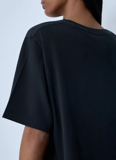 Chloé Women Black Crewneck T-shirt With Maxi Logo Print On The Front In Cotton Woman