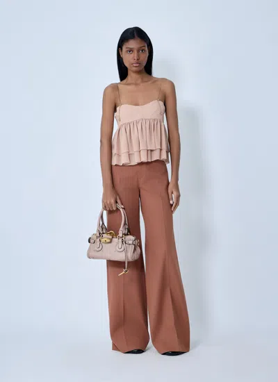 Chloé Tiered Ruffle Organic Silk Georgette Babydoll Top In Pink