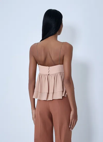 Chloé Tiered Ruffle Organic Silk Georgette Babydoll Top In Pink