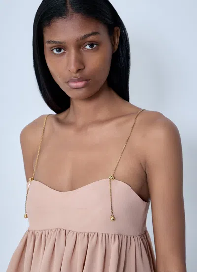 Chloé Tiered Ruffle Organic Silk Georgette Babydoll Top In Pink
