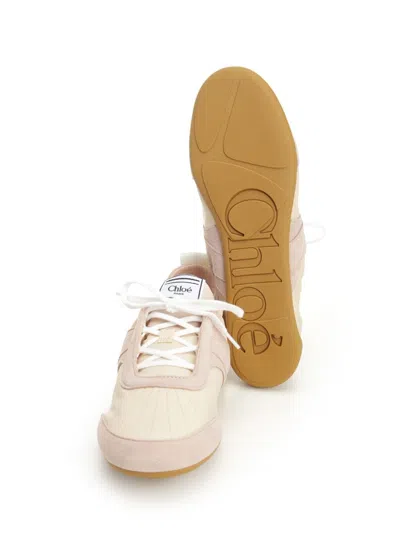 Chloé Kick Beige Sneaker With Side Lettering Logo And Elasticated Details In Fabric Woman In White