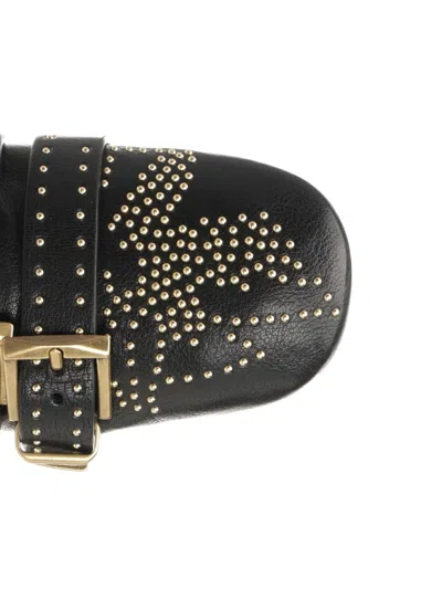 Chloé Susanna Buckle-details Studded Flat Pumps In Black