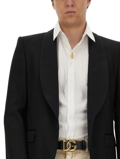 Dolce & Gabbana Slim Fit Long-sleeved Shirt In Stretch Cotton In White