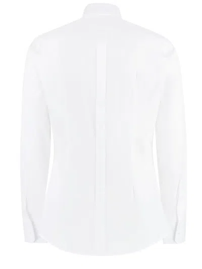 Dolce & Gabbana Slim Fit Long-sleeved Shirt In Stretch Cotton In White