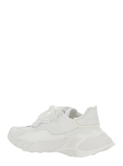 Dolce & Gabbana Women White Low Top Sneakers With Logo Lettering On Tongue And Heel In Tech Fabric W In White