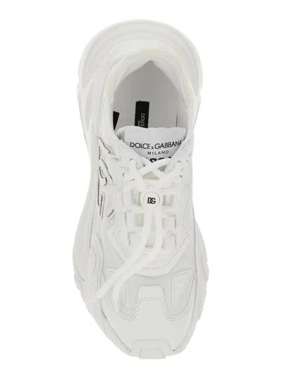 Dolce & Gabbana Women White Low Top Sneakers With Logo Lettering On Tongue And Heel In Tech Fabric W In White